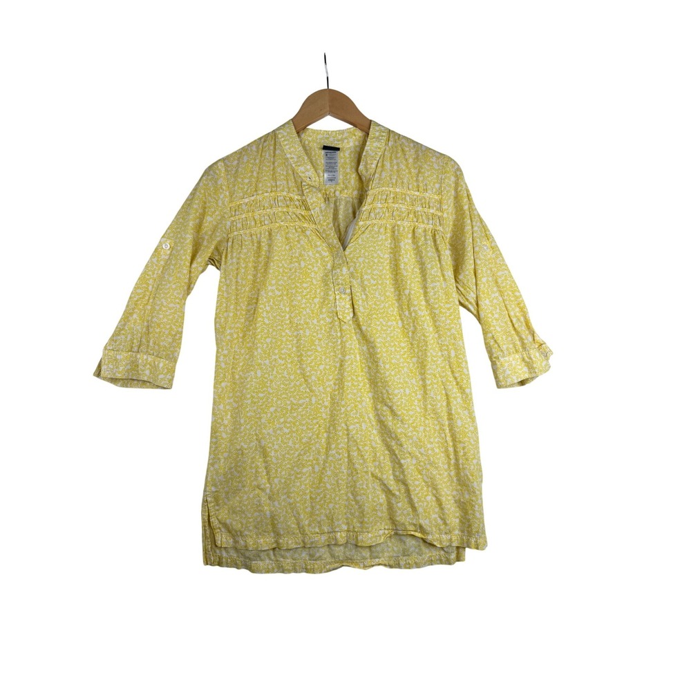 Patagonia Floralβ Print Organic 3/4 Sleeve Tunic size Small Yellow/White